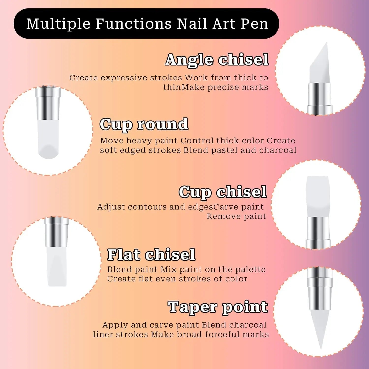 36-Piece Nail Art Brush Set + 5-Piece Silicone Tools — Fine Liner, Striping, Dotting & 3D Gel Acrylic Design Brushes for Home Use