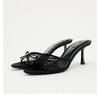 Women's Lace Mesh Bow High Heel Sandals - Thin Heel Party Slip-On