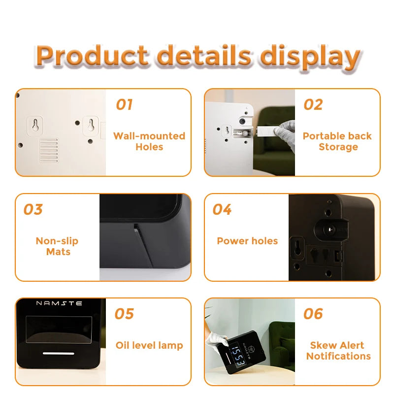 NAMSTE 300ml Wi‑Fi & Bluetooth Aromatherapy Diffuser Air Purifier — 8W, 500–1000 m³ Coverage, Wall‑Mount or Tabletop