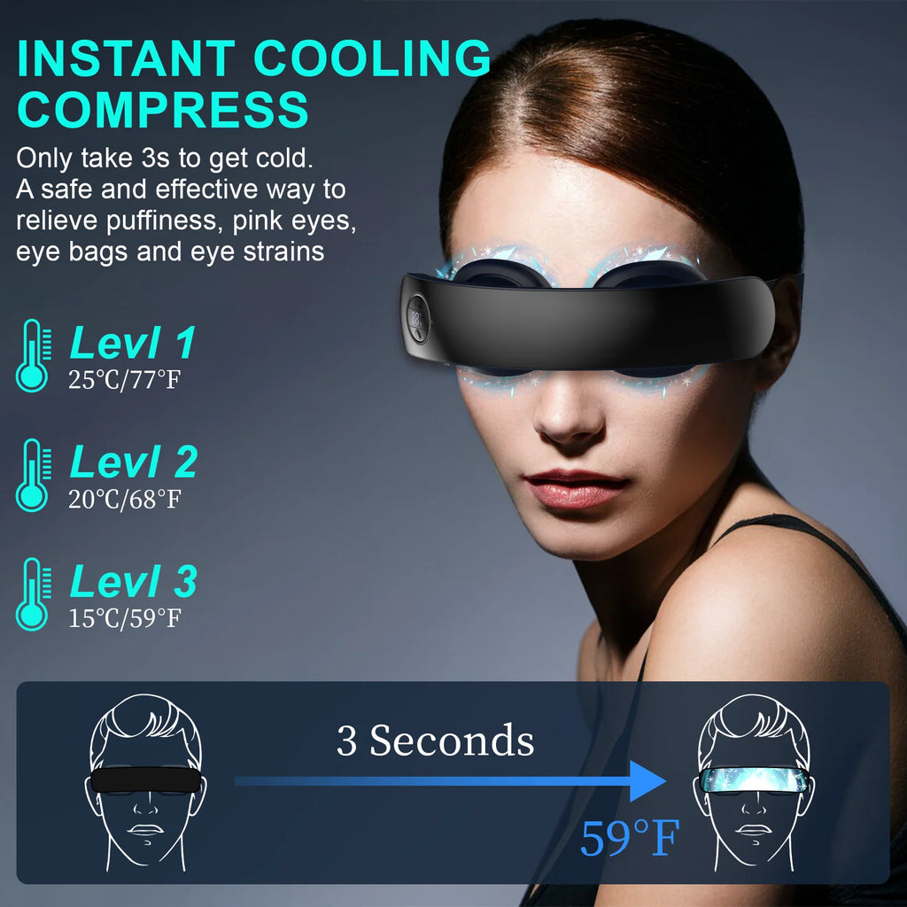 Wireless Eye Massager with Hot & Cold Compress, Bluetooth Music — Relieves Tired Eyes & Dark Circles