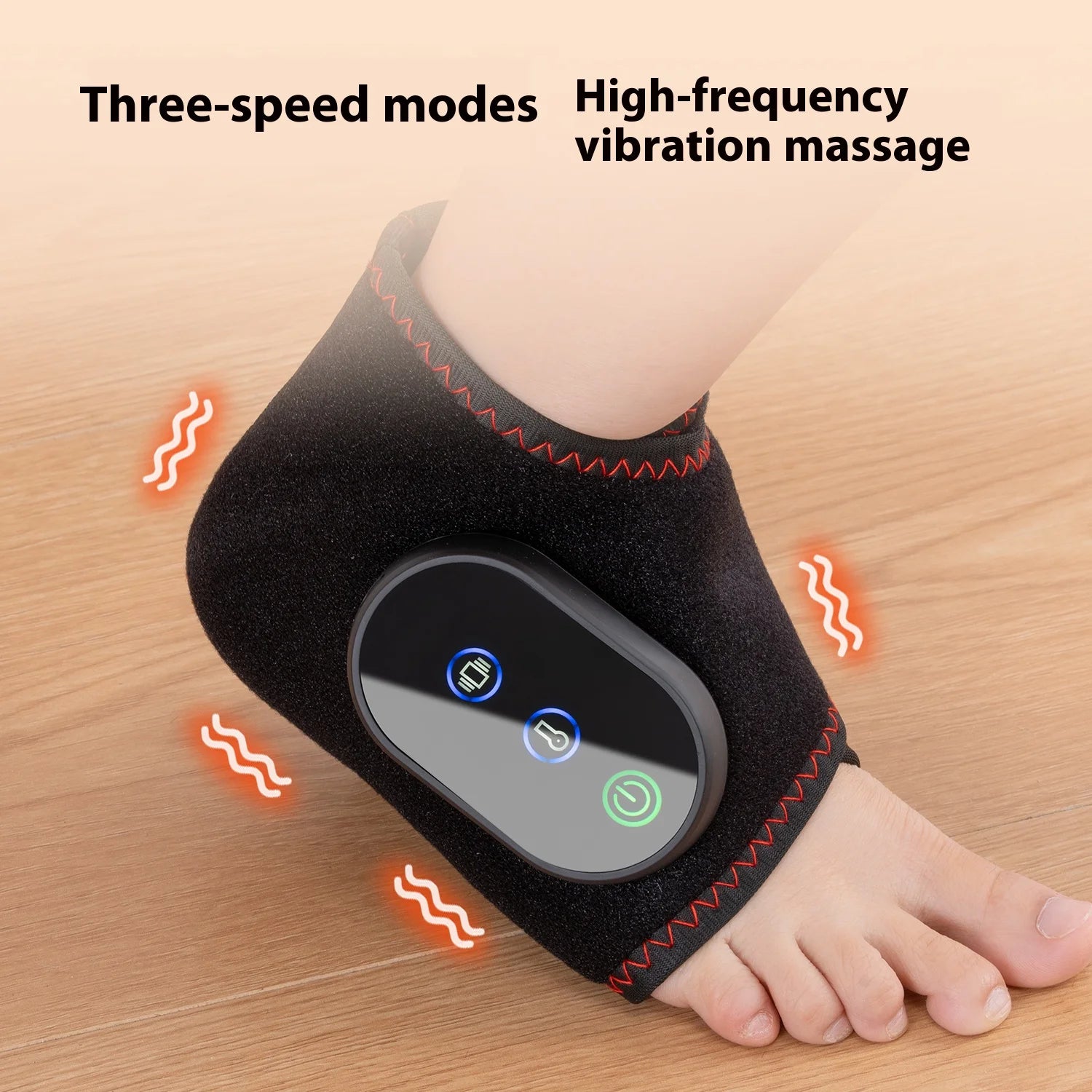 Rechargeable Ankle Massager with Heat & Vibration, Timer-Controlled Portable Foot Therapy