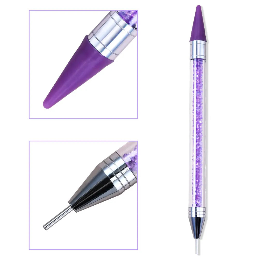 Dual-Ended Wax Rhinestone Picker Pen — Nail Art Dotting Tool for Crystals & Gems