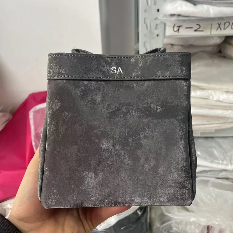 Personalized Faux Suede Bucket Bag for Women – Custom Letter Shoulder Tote, Luxury Party Handbag