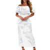 Women’s One-Shoulder Ruffle Dress – Samoan Tattoo Polynesian 3D Tribal Print Puletasi