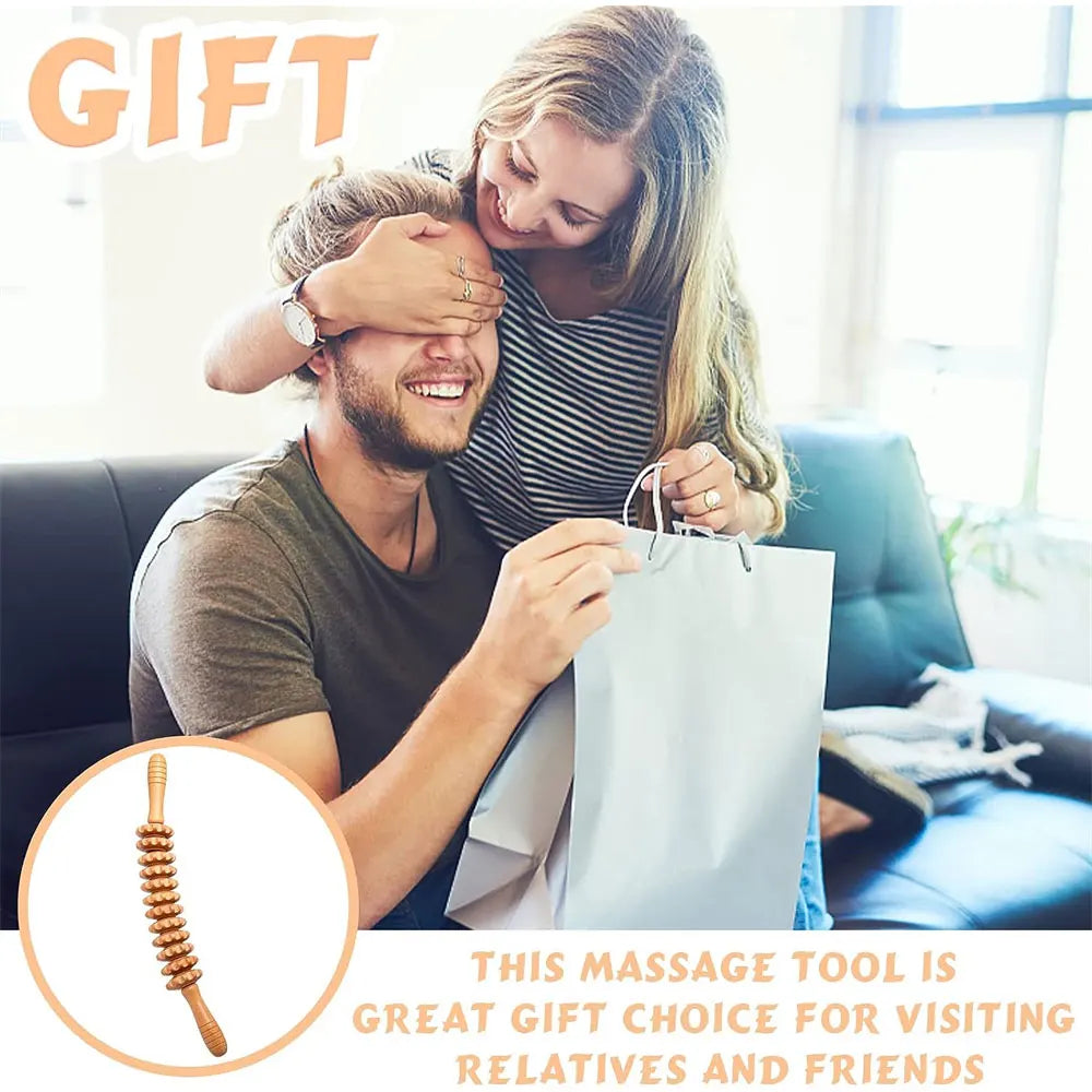 Curved Beech Wood Massage Roller – Anti-Cellulite Lymphatic Drainage & Deep Tissue Body Massager Stick