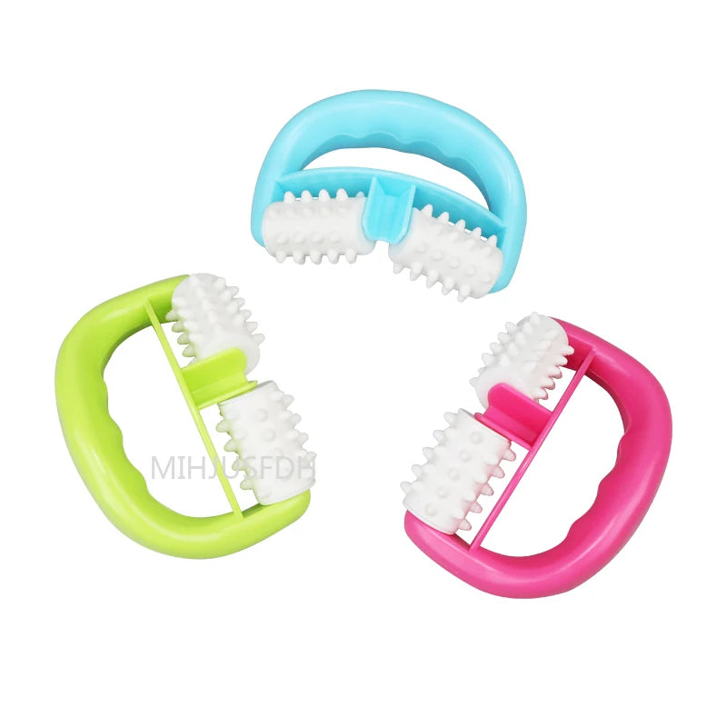 Handheld D-Shaped Double Roller Anti-Cellulite Massager — Slimming Tool for Face, Legs & Body