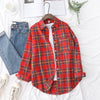 Women's Flannel Plaid Shirt - Loose Cotton-Poly Long Sleeve Button-Down with Pockets