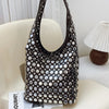 Patent Leather Rivet Bucket Bag — Studded Tassel Shoulder Handbag, Casual Luxury Underarm Bag