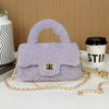 Plush Lamb Fur Small Handbag for Women Soft Chain Shoulder Clutch Square Fur Purse