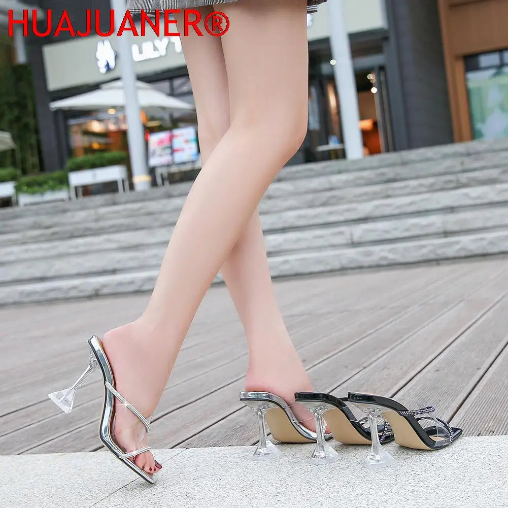Transparent PVC High Heel Sandals with Crystal Accent – Clear Open Toe, Women Plus Size EU 35–46 (8 cm / 3.15 in Heel)