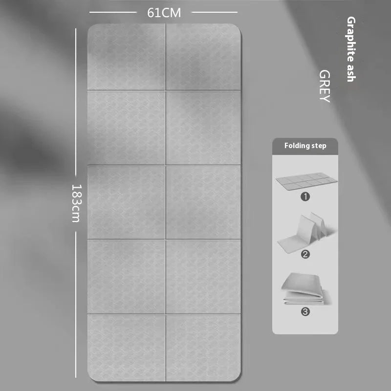 Foldable TPE Yoga Mat 72 x 24 in (183 x 61 cm) 4mm Thick Portable Anti-Slip Fitness & Kids Nap Mat