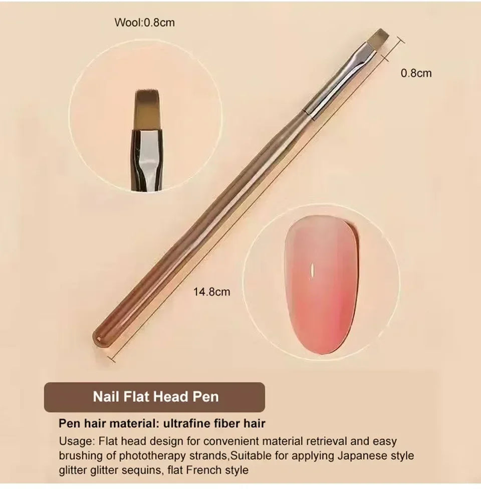 9-Piece Nail Art Brush Set Liner & Detail Brushes for Acrylic, Gel & Manicure Nail Tip Display