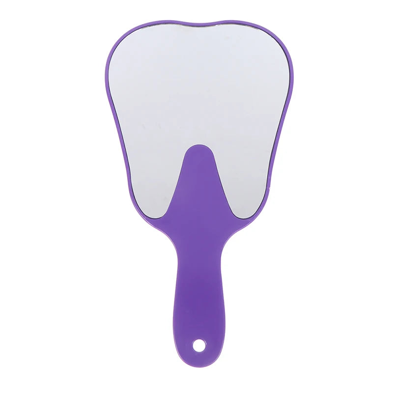Unbreakable PVC Tooth-Shaped Hand Mirror with Handle - Dental Exam & Makeup Mirror, 24.5 x 13.5 cm (9.6 x 5.3 in) - Assorted Colors
