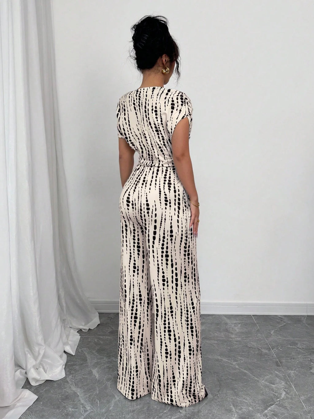 Striped Asymmetric Strap Wide-Leg Jumpsuit – Women's Summer Vacation Outfit