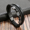 Classic Tiger Eye Beaded Multi-Layer Leather Bracelet for Men — Magnetic Clasp, Punk Style (19/21/23 cm | 7.5/8.3/9.1 in)