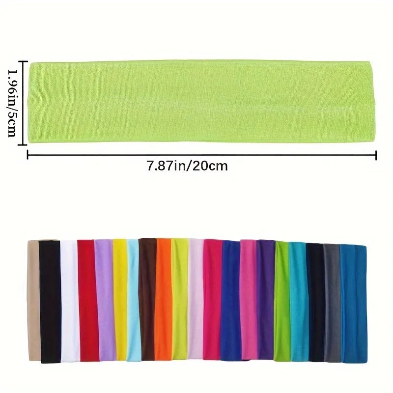 10-Pack Elastic Sports Headbands for Women - Non-Slip Stretchy Candy-Colored Sweatbands for Yoga, Running & Fitness
