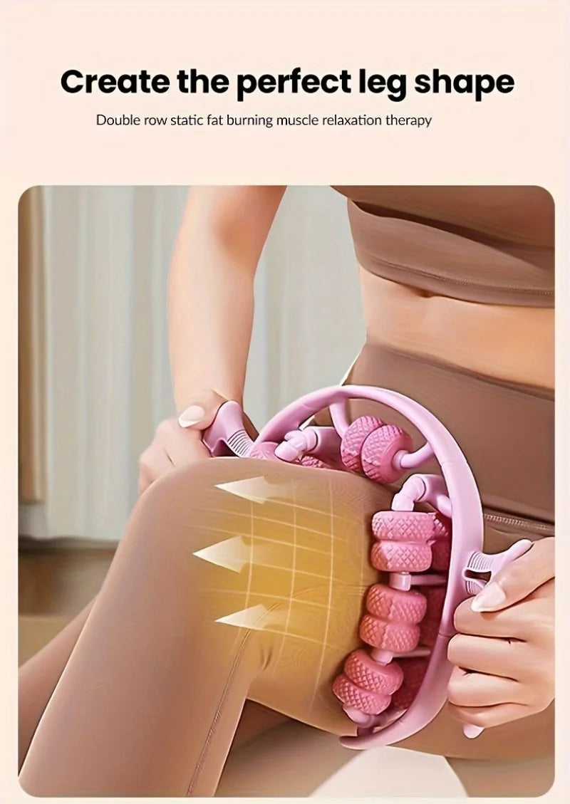 360° Dual-Row Massage Roller Clamp — Handheld Slimming Massager for Legs, Waist, Arms & Buttocks