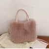 Faux Fur Shoulder Tote with Detachable Strap — Plush Crossbody Handbag for Women