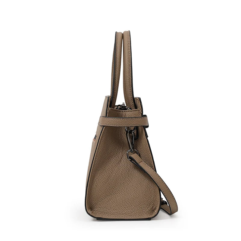 Genuine Leather Cowhide Tote Bag - Women's Hand & Shoulder Work Bag