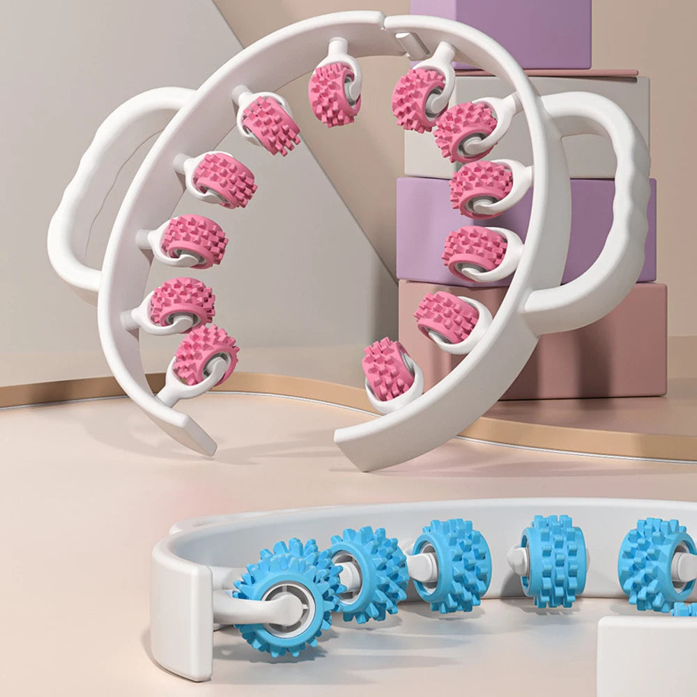 12-Wheel Manual Leg & Body Massage Roller – Full-Coverage Thigh, Calf & Arm Muscle Relief