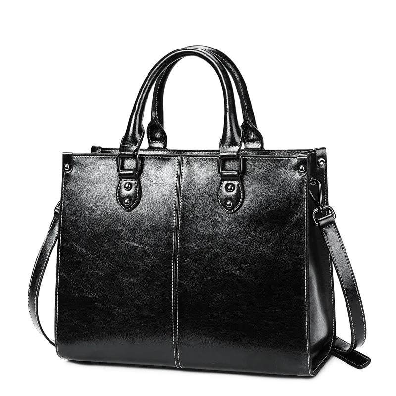 Women's Genuine Leather Tote Crossbody Shoulder Bag Top Handle Messenger Purse for Work and Shopping