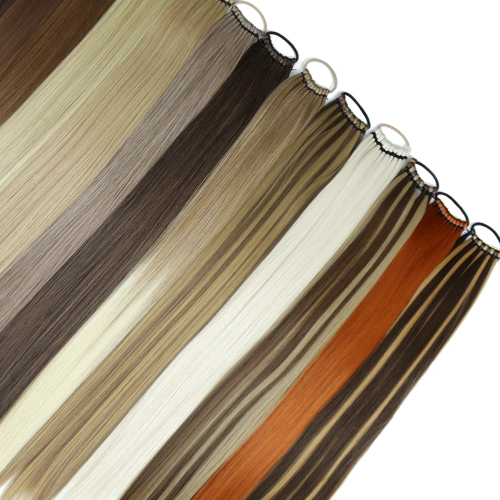 24-Inch (61 cm) Synthetic Braided Ponytail Extension – Black Long Straight Hairpiece with Elastic Band