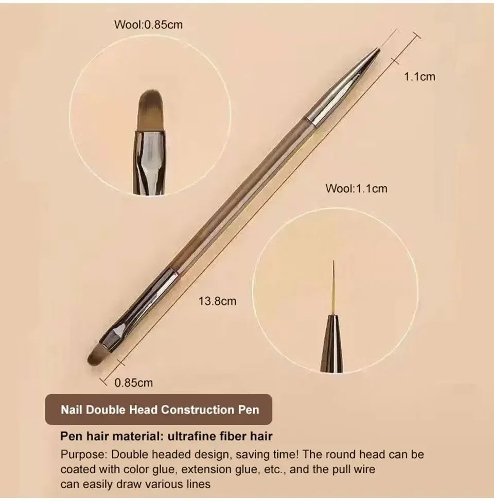 9-Piece Nail Art Brush Set Liner & Detail Brushes for Acrylic, Gel & Manicure Nail Tip Display