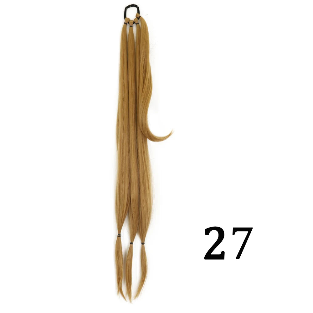 DIY Heat-Resistant Synthetic Boxing Braid Ponytail Extension - Silky Straight 160g (Black/Brown)