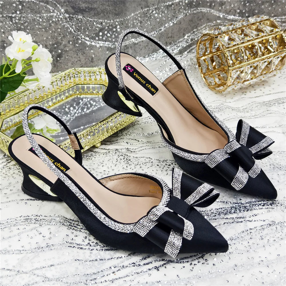 Elegant African-Inspired High Heel Chain Slingback Sandals for Women – Party & Wedding Pumps