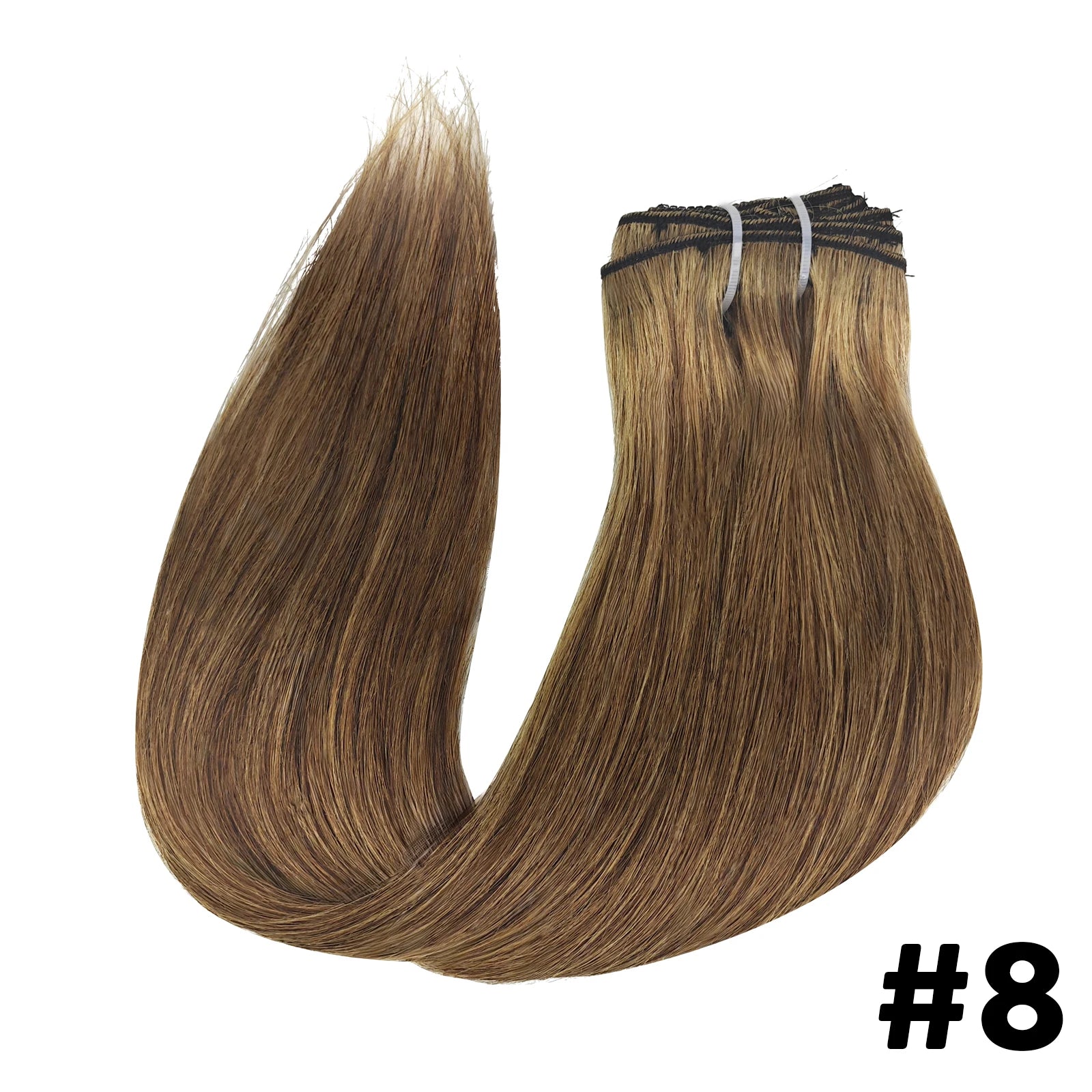 Seamless Clip-In Human Hair Extensions 8-Piece 120g Brazilian Remy Straight 16-26 in (41-66 cm)