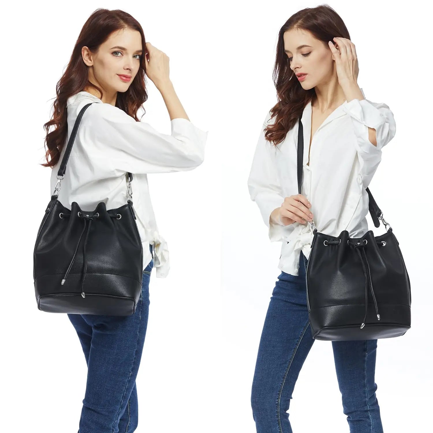 Elegant Women's Bucket Crossbody Bag Fashionable Shoulder Handbag for Casual Daily Use
