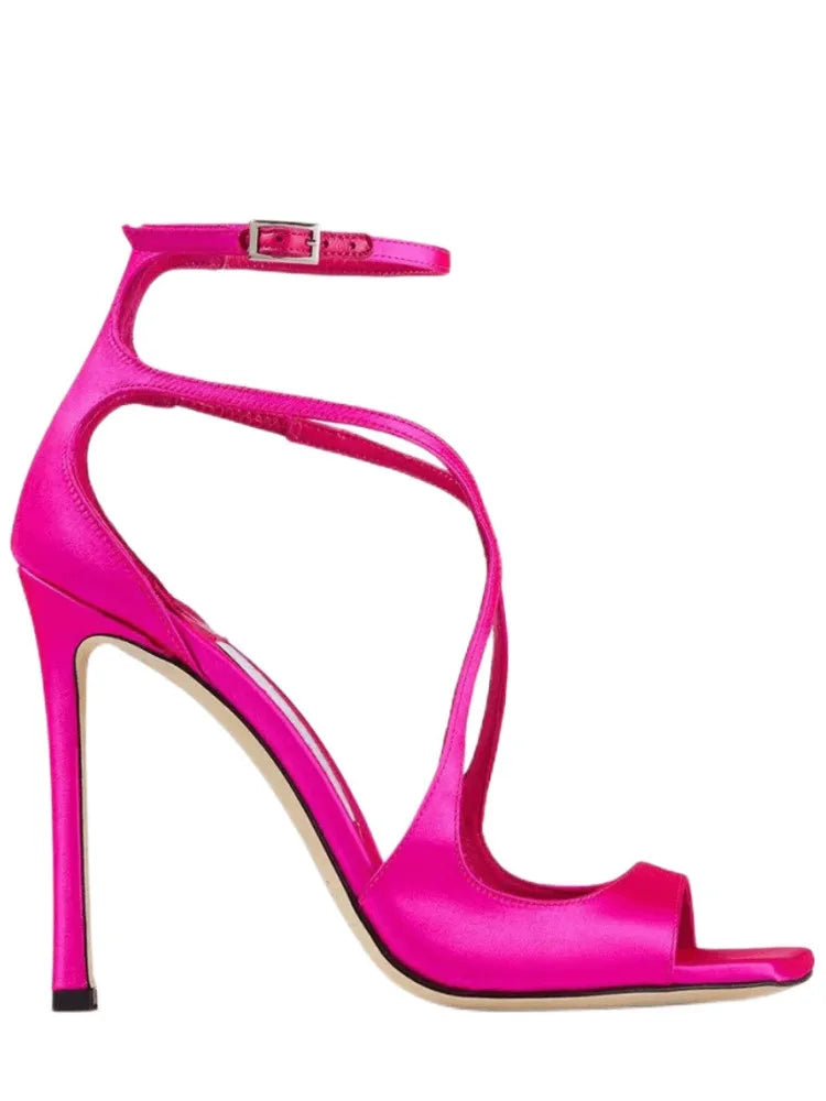 Women's Summer High Heel Open-Toe Sandals – Thin Heels Party Dance Shoes, EU 34–48 (8cm+ Heel)