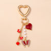 Enamel Flower & Butterfly Heart Keychain – Cute Love Key Ring Handbag Charm Pendant for Women & Girls