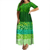 Women's Summer Puffed Sleeve Ankle-Length Printed Loose Casual Party Dress