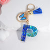 Acrylic Alphabet (A-Z) Tassel Keychain with Crystal Butterfly Charm - Fashion Key Ring Gift for Women