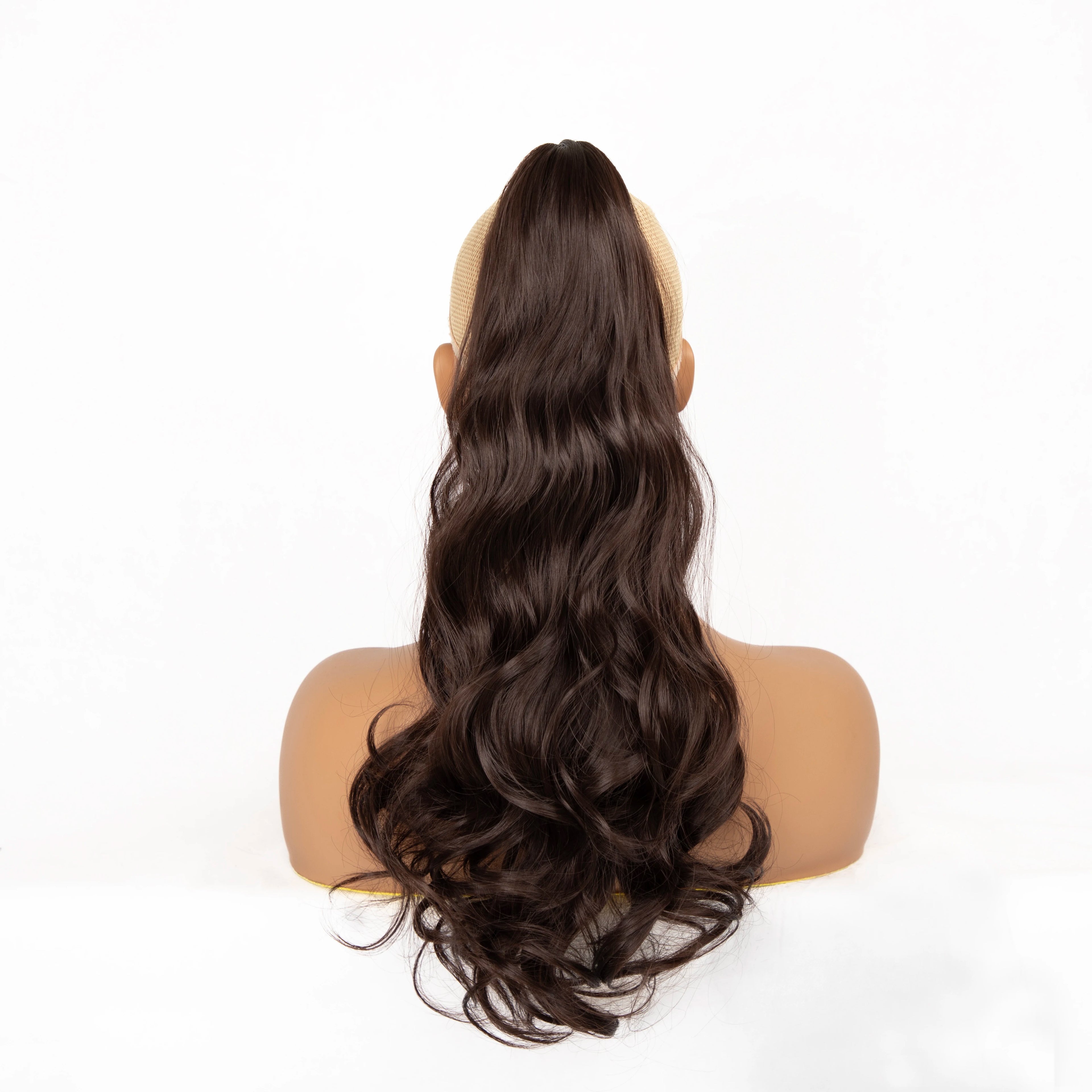 Clip-In Ponytail Extension for Women 22 in (56 cm) Body Wave Curly Claw Clip Synthetic Natural Look