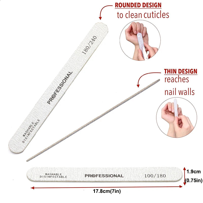 10-Pack Curved Wooden Nail Files – Double-Sided 100/180 and 180/240 Grit Emery Boards for Manicure and Pedicure