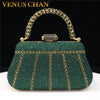 Rhinestone Evening Clutch Diamond-Style Minaudiere with Metal Handle & 47in (120cm) Chain