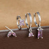 4-Piece Cubic Zirconia Flower Hoop Earrings Set - 18K Gold Plated Stainless Steel, 8 mm (0.31 in) Hoops for Women