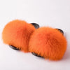 Real Fox Fur Slides for Women Luxury Furry Flat Slide Sandals
