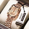 POEDAGAR Women’s Stainless Steel Quartz Watch – Rectangle Dial, Water-Resistant 3ATM with Date & Gift Box