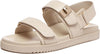 Women's Adjustable Double Strap Leather Footbed Flat Sandals — Comfort Slip-On Ankle Strap