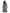 Women's Plaid Knitted Hooded A-Line Dress with Faux Buckle, High-Waist Long Sleeves