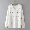 Plus Size V-Neck Knit Sweater – Loose Casual Long Sleeve Pullover for Autumn/Winter (1XL–4XL)