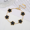 Adjustable Stainless Steel Five-Flower Clover Bracelet for Women Gold Rose Gold Silver