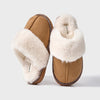 Women's Leopard Fur Collar Fluffy Indoor Slippers – Warm Cozy Flat House Shoes