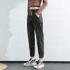 High-Waist Elastic Harem Jeans Loose-Fit Ankle-Length Distressed Denim Pants for Women