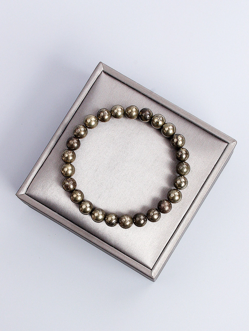 Natural Pyrite Bead Bracelet Unisex Healing Stone Jewelry for Wealth Abundance and Protection