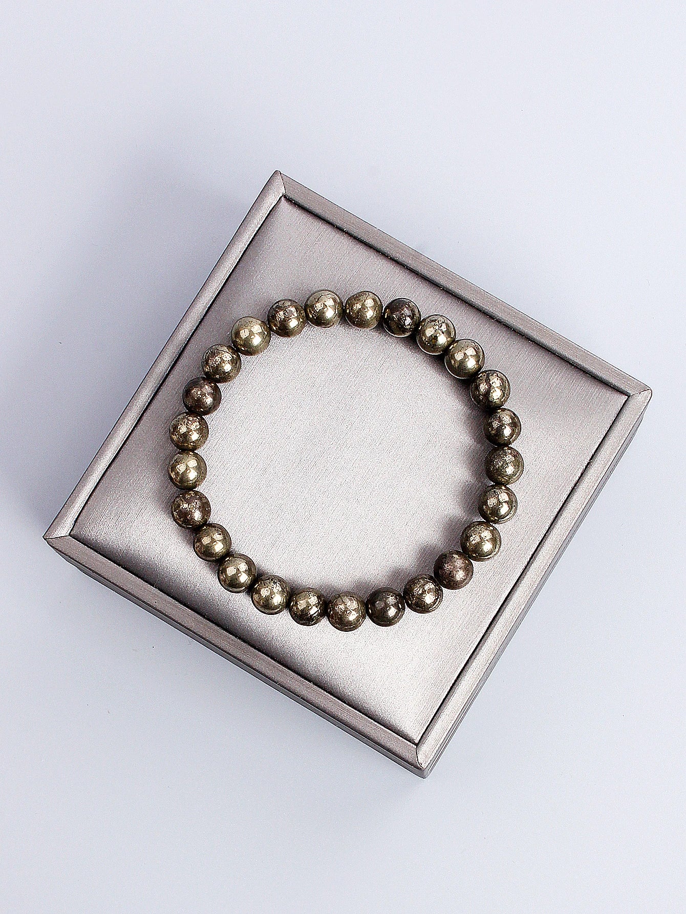Natural Pyrite Bead Bracelet Unisex Healing Stone Jewelry for Wealth Abundance and Protection