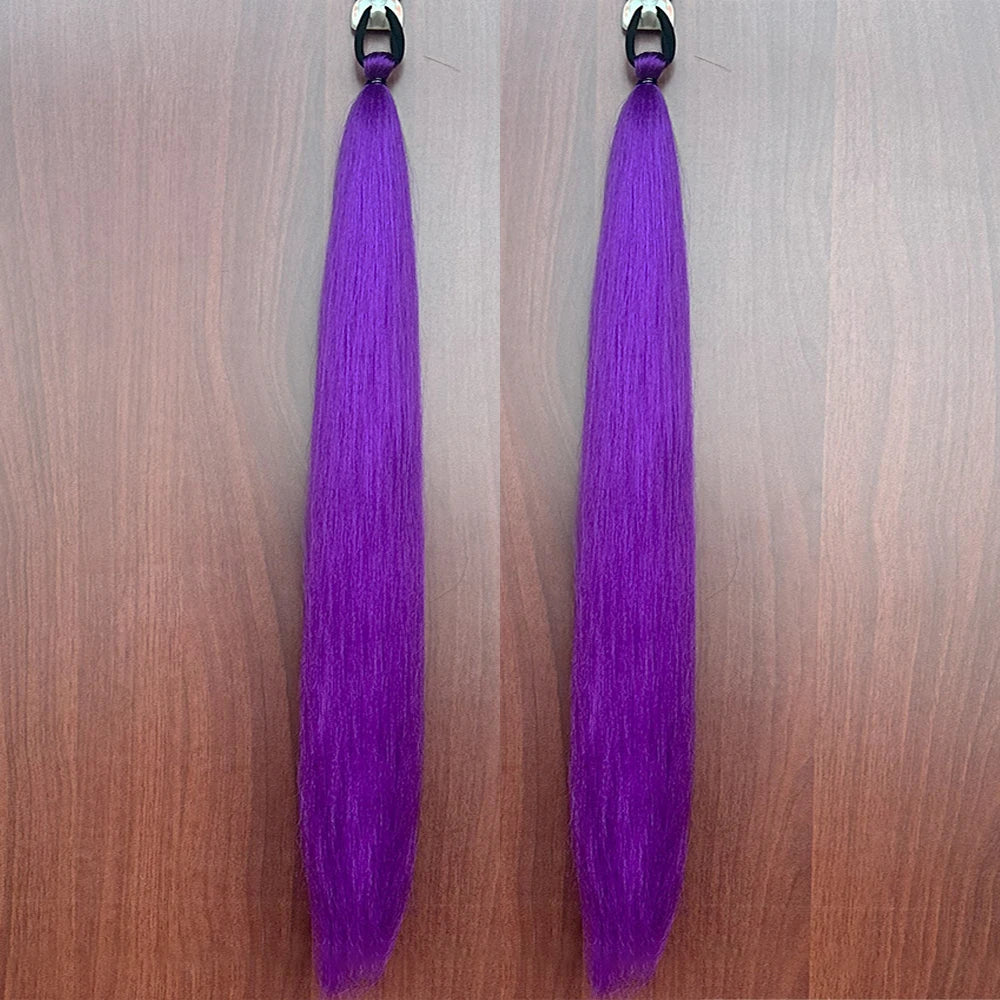 Colorful Synthetic Ponytail Extensions 2-Pack – Long Straight Braided Hairpiece with Elastic Band | High-Temp Fiber